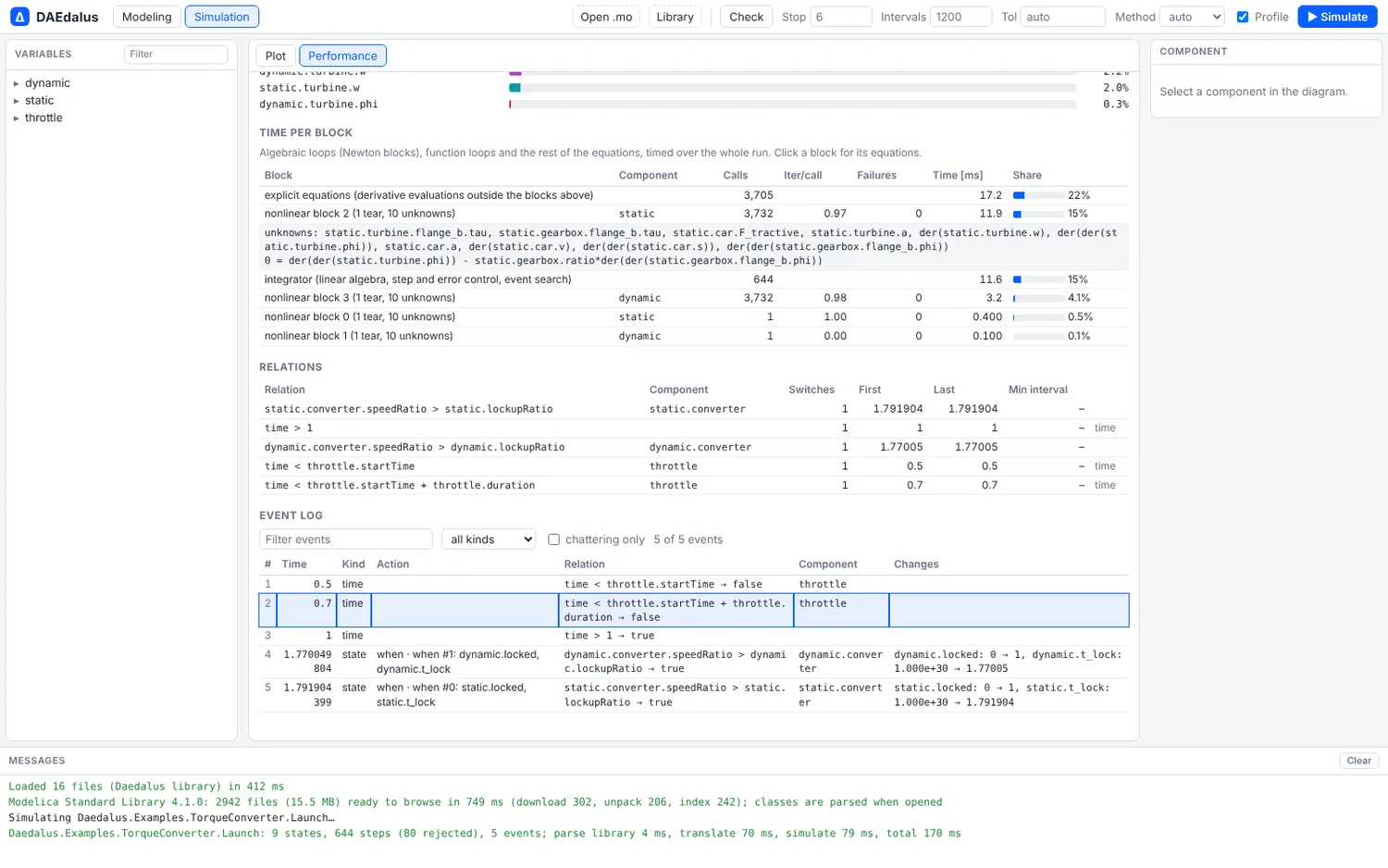 Block costs, relations and event log